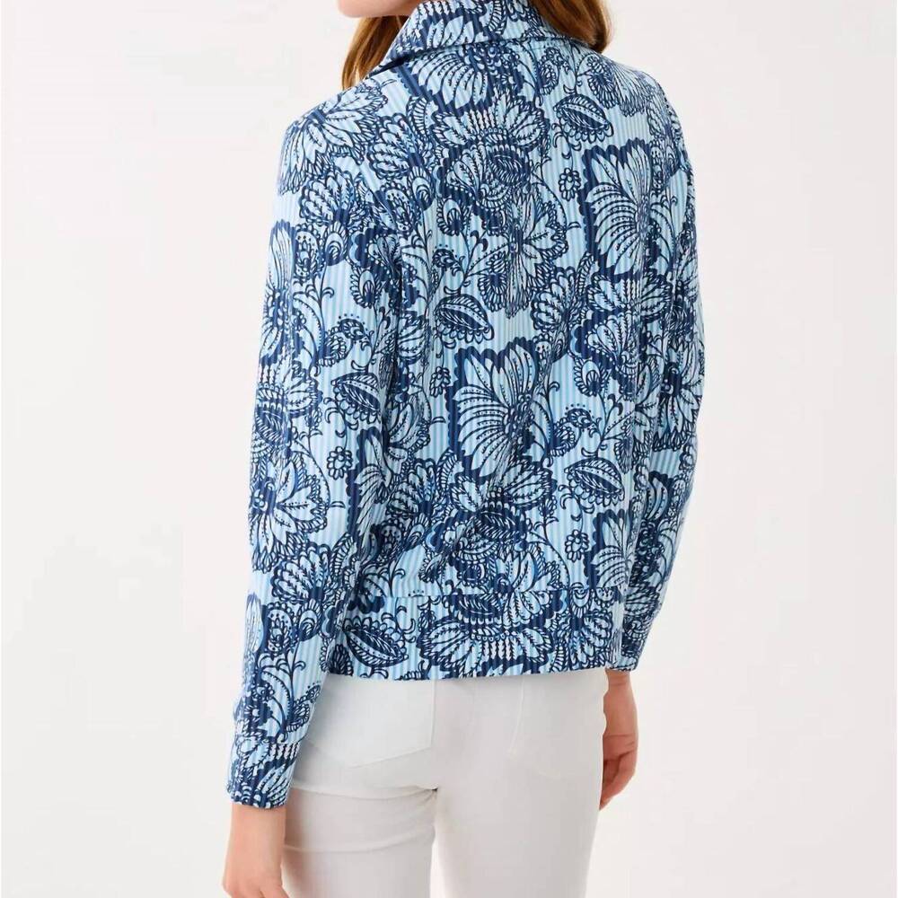NEW LILLY PULITZER eleni upf 50+ half zip pullover in starlight navy proud as a - Picture 3 of 4